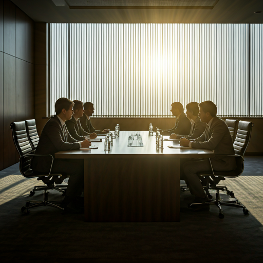 Réunion professionnelle dans une salle de conseil d'administration d'entreprise haut de gamme